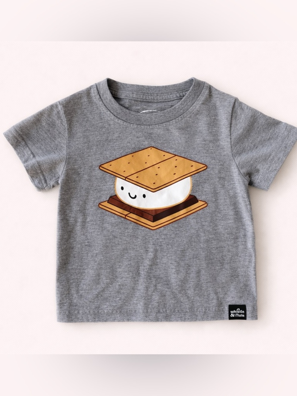 Whistle & Flute - 12m - Heathered Grey S'mores Graphic Tee - Cute Camping Shirt